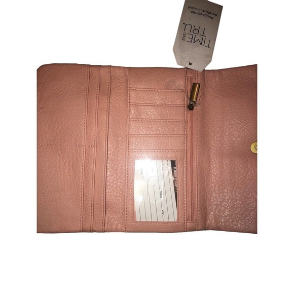 𝅺time and Tru Light Pink w Gold‎ Accent Farrah Flap Front Soft Wallet NWT - Picture 8 of 8